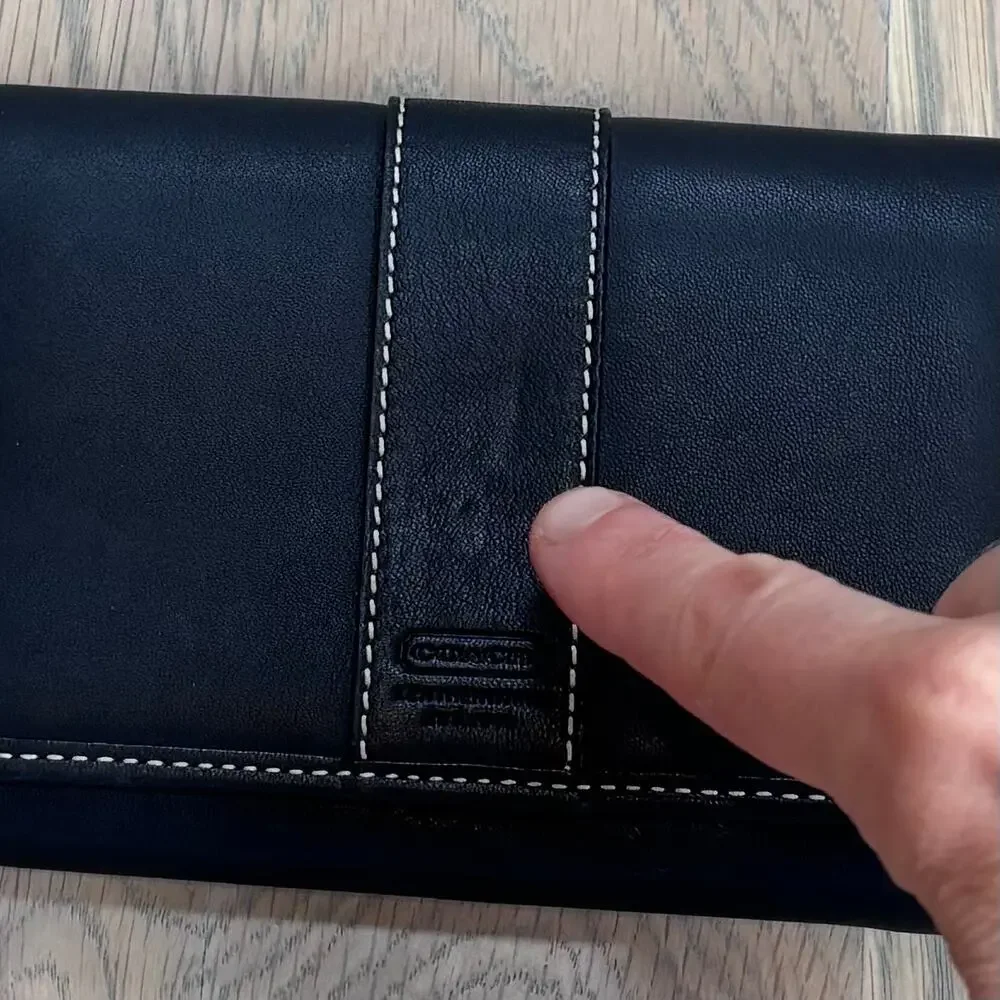 VTG 90s Y2K Coach Black Leather Continental Wallet Bifold
